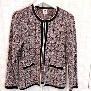 Anne Klein knit tweed jacquard cardigan/jacket